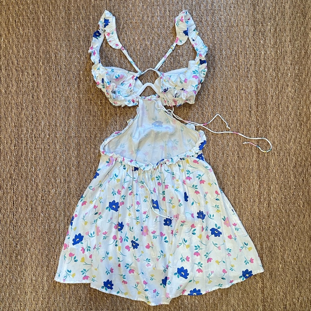 For Love & Lemons Farrah Floral Cut Out Mini Dress | SZ XS - Picture 7 of 7